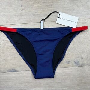 SOLID & STRIPED Blue and Red Bikini Bottom